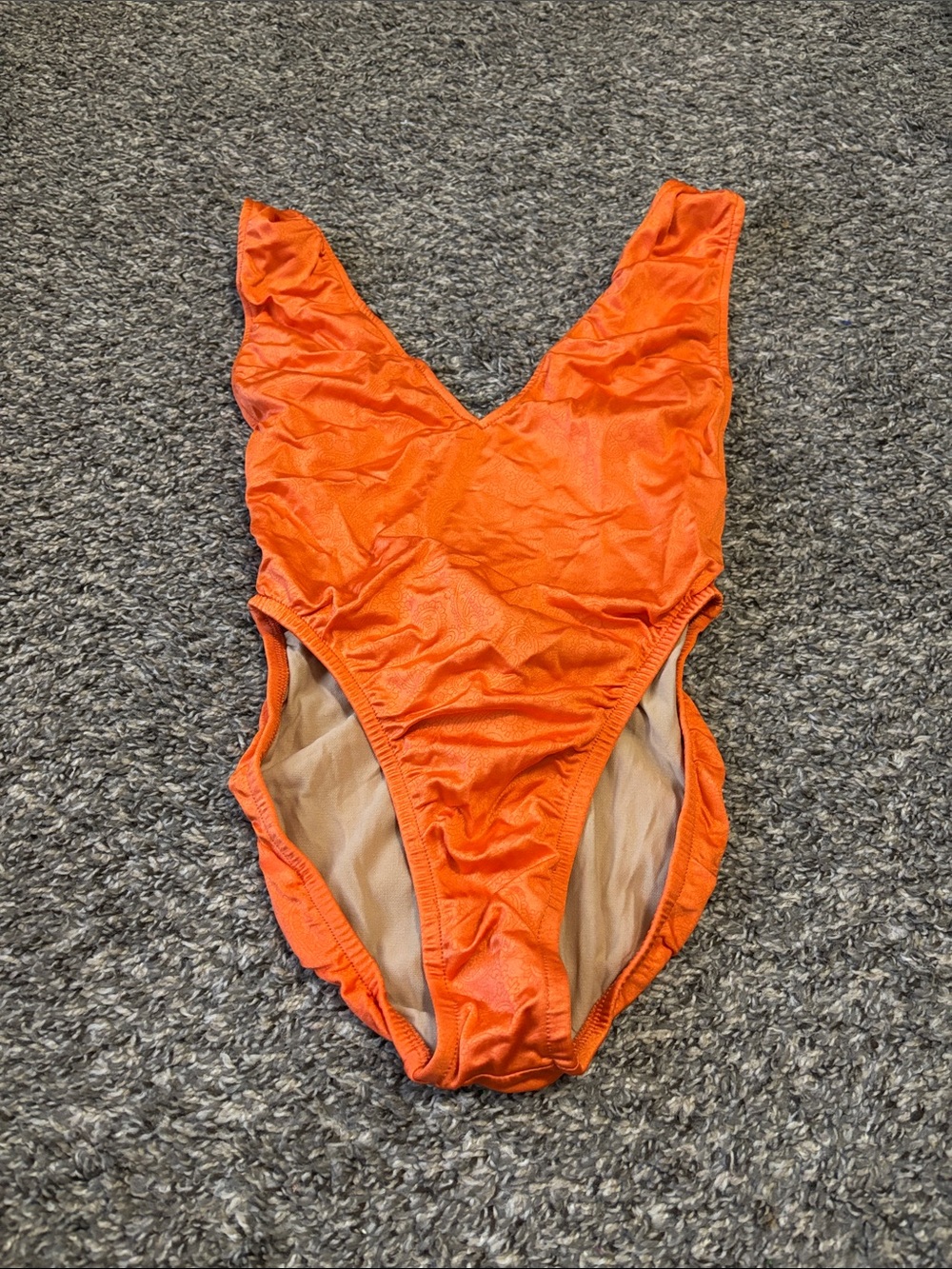 Eeni Meeni orange argyle print swimming suit NWT M Resort Beach pool vacation